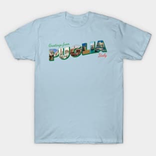 Greetings from Puglia in Italy Vintage style retro souvenir T-Shirt